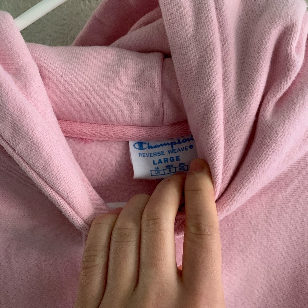 SOLD Pink Champion Reverse Weave Hoodie Large - Picture 3 of 3